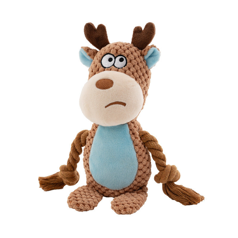 Pet Plush Sound Cotton Rope Toys Interactive Tug Of War Training Pets DealSniper.net Milu deer