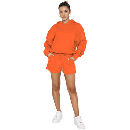 Solid Color Pullover Hooded Long Sleeves Sweater For Women Women DealSniper.net Orange Red L