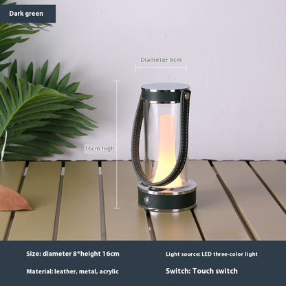 Creative Rechargeable Atmosphere Camping Leather Portable Table Lamp Home Decor Gym From House Dark Green