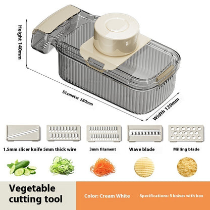 2 in1 Multifunctional Vegetable Cutter For Cutting And Draining Kitchen dealsniper-net Transparent 5 knives basket