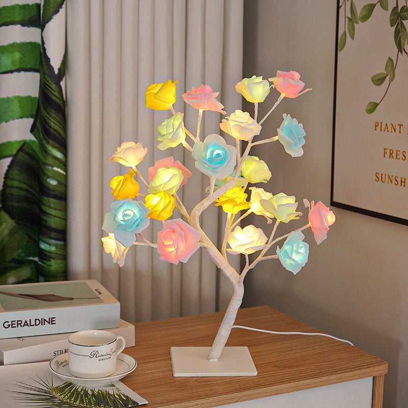 Removable Plastic Base Small Night Lamp Home Decor dealsniper-net White Base Color Rose Warm Light