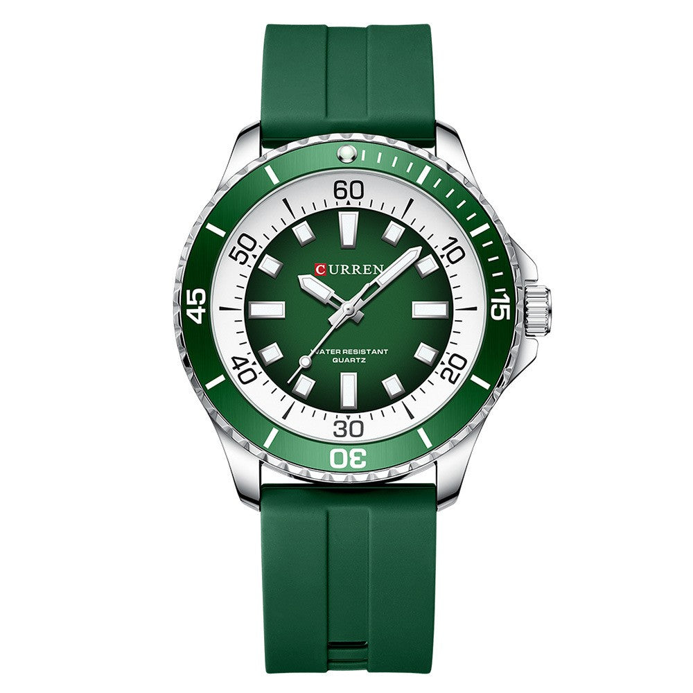 Men's Sports Tape Large Dial Simple Quartz Watch Jewelry DealSniper.net Silver Green