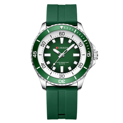 Men's Sports Tape Large Dial Simple Quartz Watch Jewelry DealSniper.net Silver Green