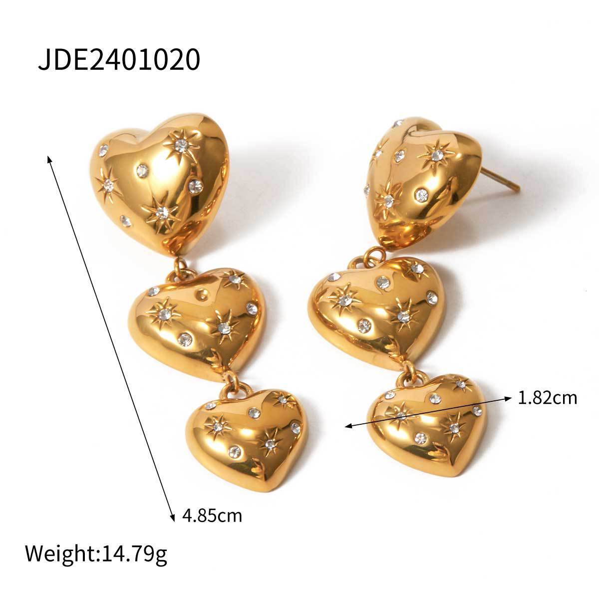 Heart-shaped Pendant Earrings With Diamond Jewelry dealsniper-net JDE2401020