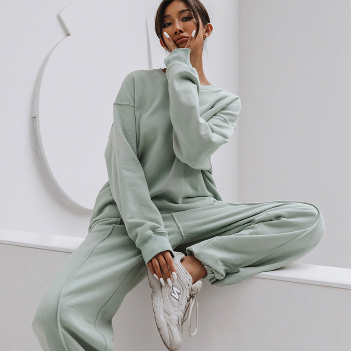 New Women's Loose Sports Casual Sweater Suit Women Gym From House