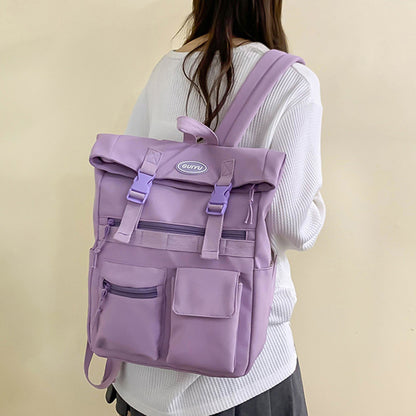 Multi-pocket Backpack Women Fashion Buckle Students School Bags