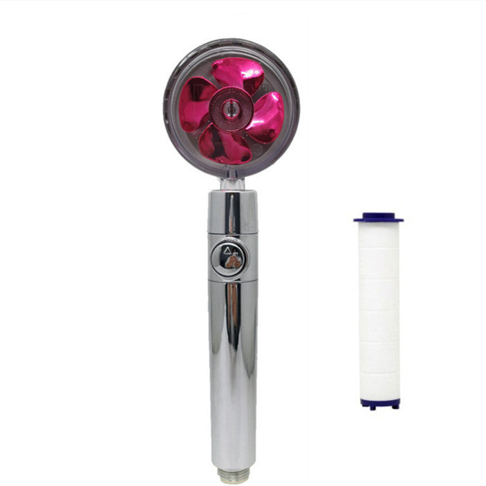 Propeller Driven Shower Head With Stop Button And Cotton Filter