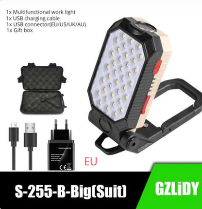 Folding USB Rechargeable COB Work Light Portable LED Flashlight Outdoor DealSniper.net W599B Large 28pin COB Kit