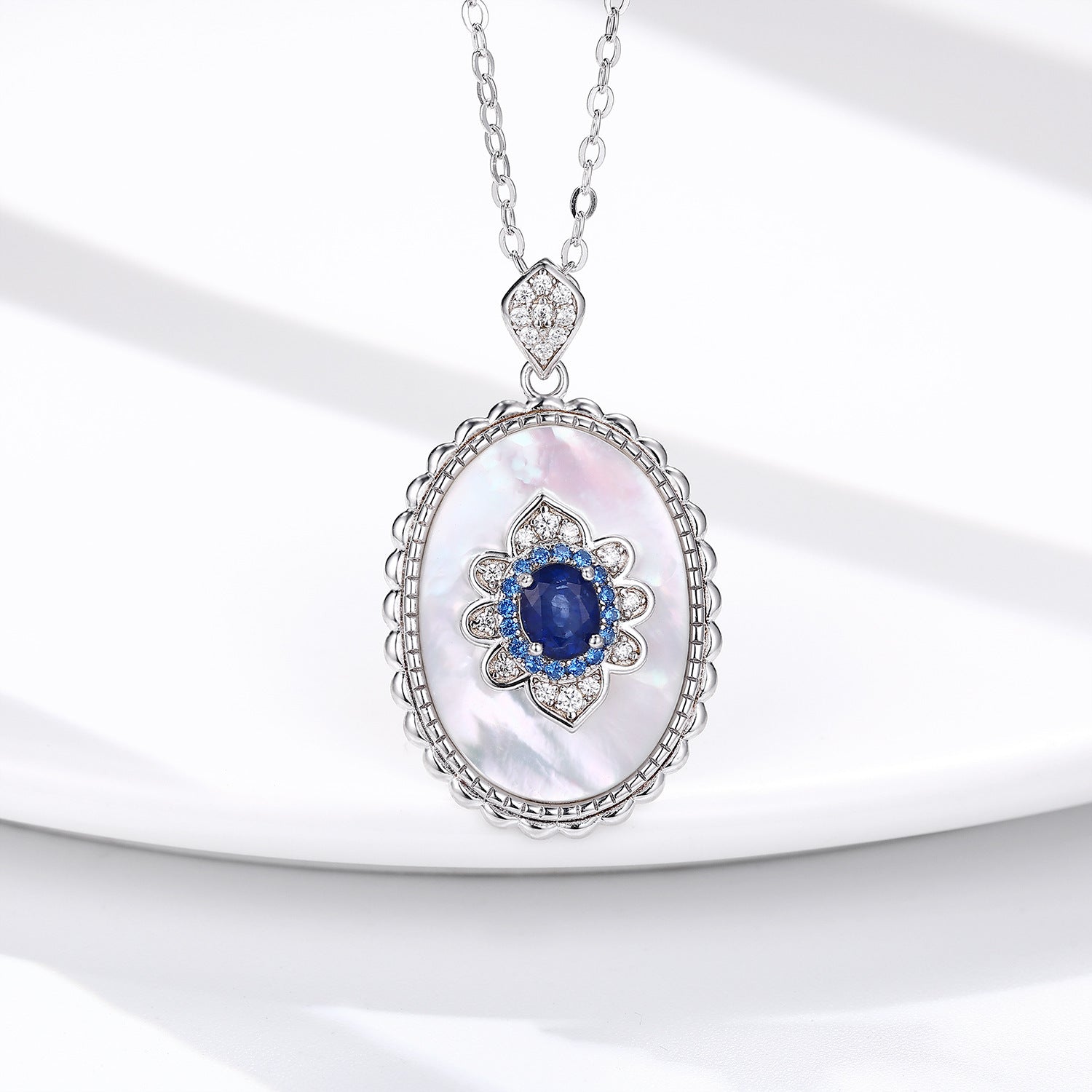 Sapphire Diamond Pendant 925 Sterling Silver Jewelry dealsniper-net