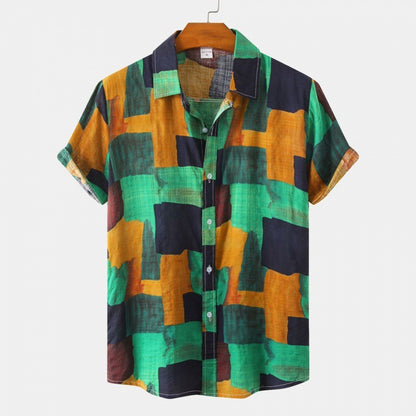 Cross-Border Men's Floral Short-Sleeved Shirts Young Men's Men DealSniper.net 1 2XL