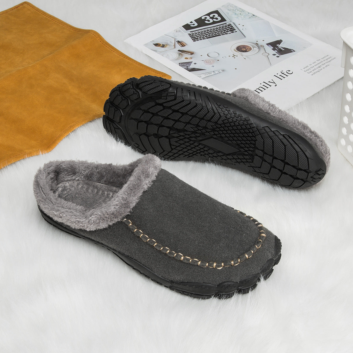 Men's Winter Warm Slippers Lightweight Anti-slip Cozy Fuzzy