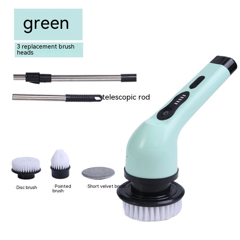 Dual-purpose Brush Handheld Strong Cleaning Gadget House DealSniper.net Green 3 Heads English Manual