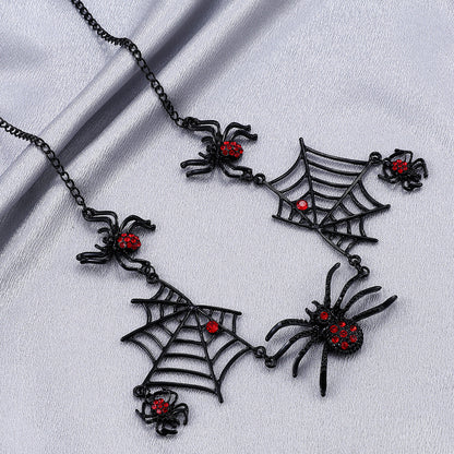 Halloween Spider And Spider Web Necklace Personality Clavicle Jewelry dealsniper-net