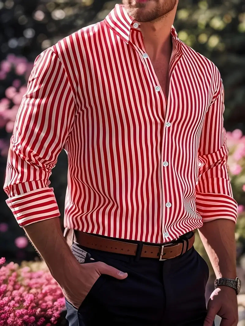 Ins Stripe Printed Long Sleeve Shirt Men Fashion Men Gym From House ML251711442 2XL