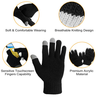 Unisex Touch Screen Gloves Full Finger Winter Warm Knitted Gloves Outdoor Gym From House