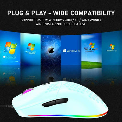 Gaming Mice Mouse 6400 DPI USB RGB Flowing Backlit Light Wired PC Laptop PS4 PS5 Random Color Gadgets dealsniper-net