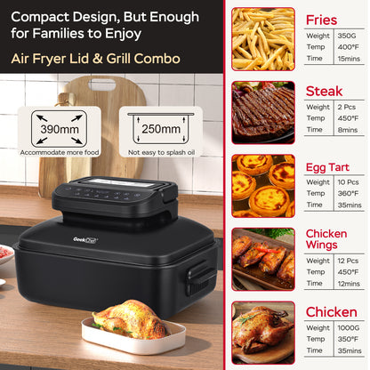 Geek Chef 7 In1 Smokeless Electric Indoor Grill With Air Fry, Home dealsniper-net