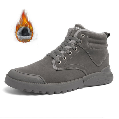 Ankle Boots Men Winter Warm Plush Shoes Men DealSniper.net Grey plus Size39