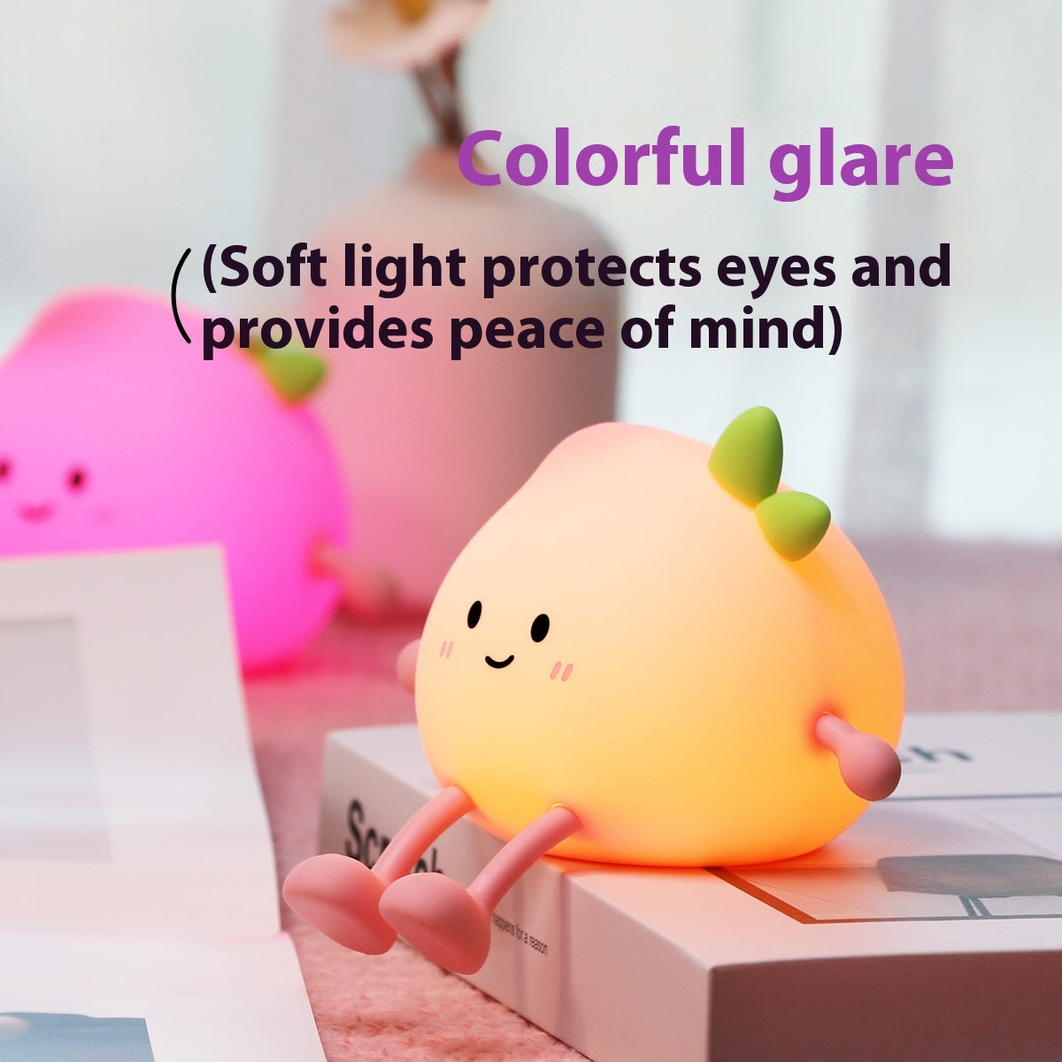 Small Fart Peach Small Night Lamp Rechargeable Eye Protection Home Decor Gym From House 2W Multicolored Type