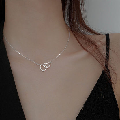 Mirror Stainless Steel Necklace Heart-to-heart Titanium Steel Jewelry dealsniper-net