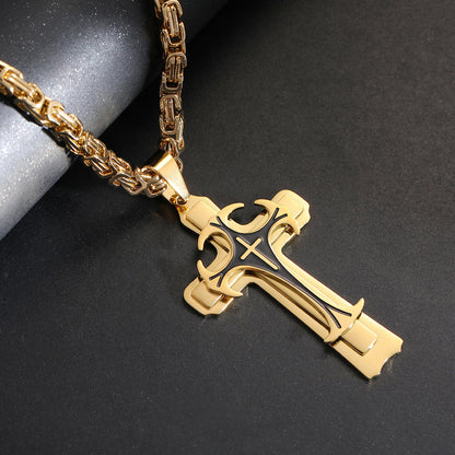 Fashion Jewelry Christian Trinity Latin Cross Necklace Jewelry dealsniper-net Gold