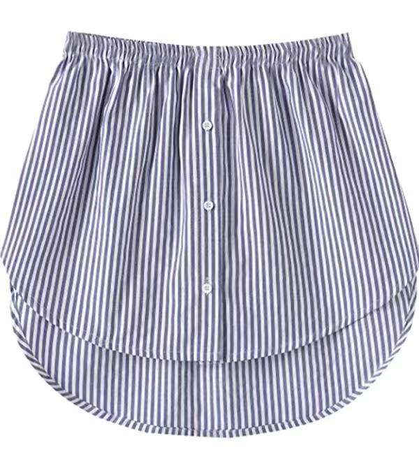 Women All-match Shirts Sweaters And Fake Skirts Women DealSniper.net Blue white stripe 2XL