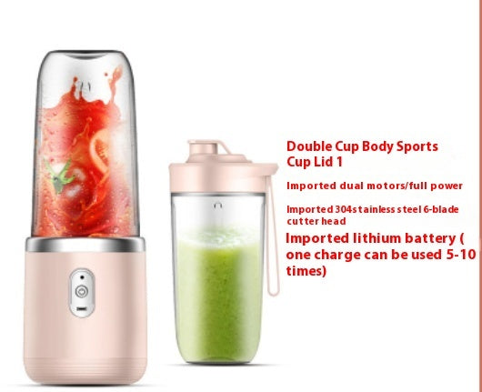 6blade Portable Blender Mini Juicer Cup Extractor Smoothie Kitchen dealsniper-net Pink 6knife Two cups English