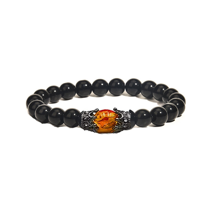 Obsidian Tiger eye White-barked Pine Vintage Bracelet Jewelry Gym From House Bright Black