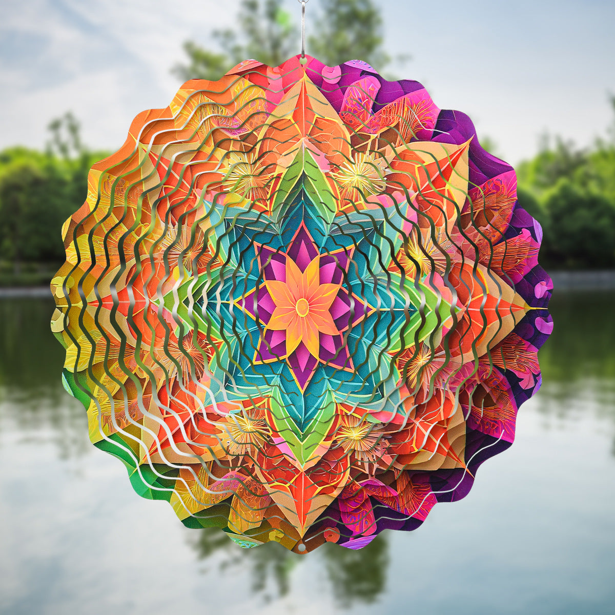3D Rotating Wind Spinner Colorful Rotating Wind Chime House DealSniper.net