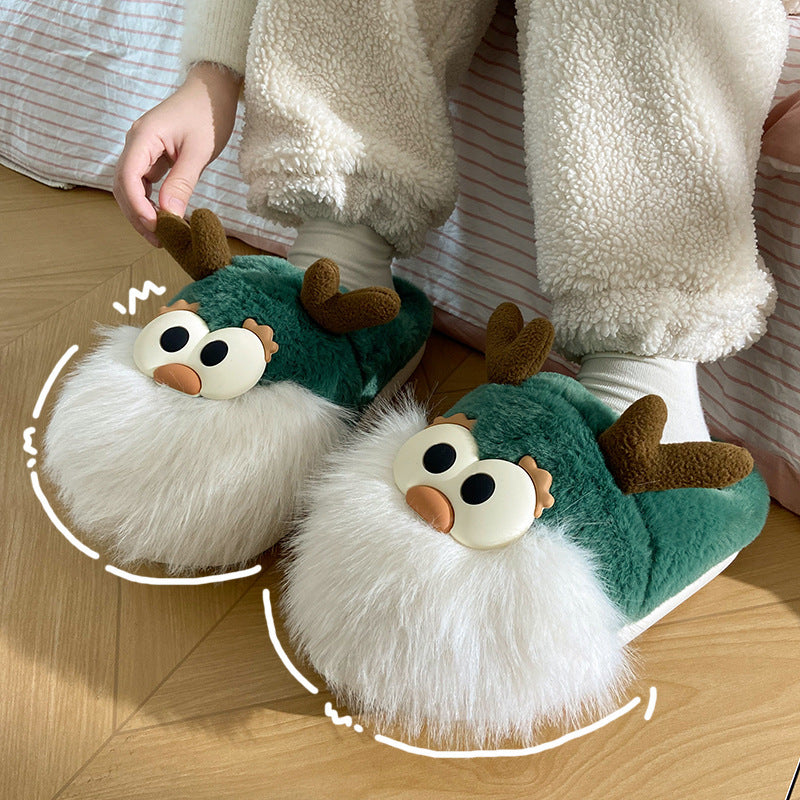 Cute Cartoon Christmas Deer Cotton Shoes Winter Indoor Women dealsniper-net