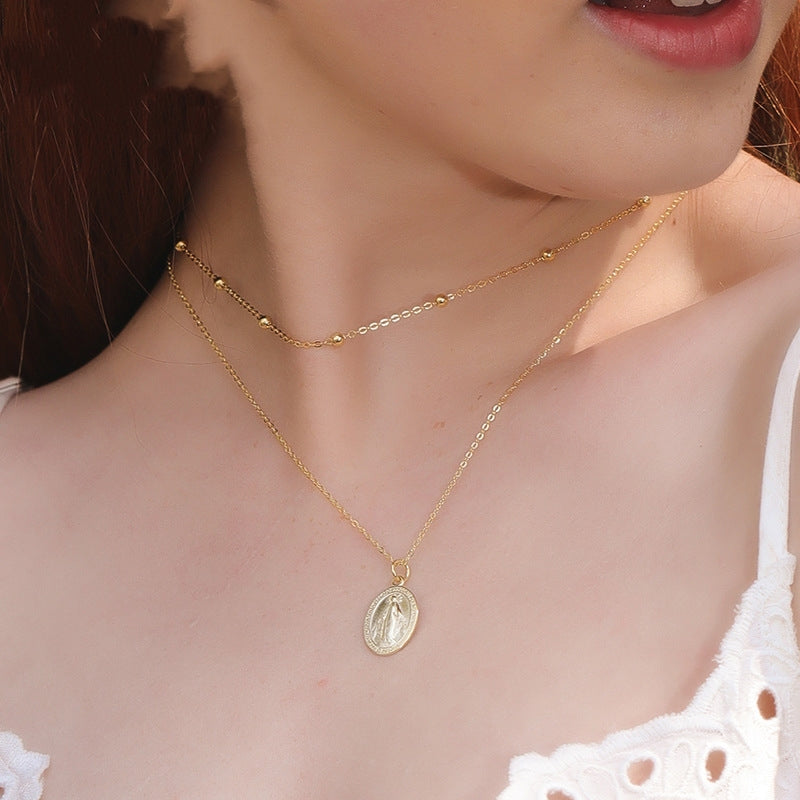 S925 Vintage Cameo Necklace Simple Personality Jewelry dealsniper-net