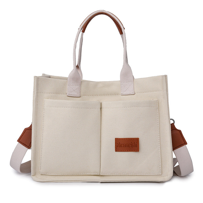 Casual Daily Canvas Tote Shoulder Bags Women Women DealSniper.net Creamy White