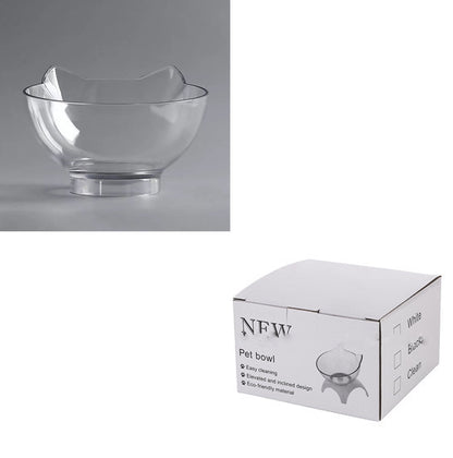 Non Slip Double Cat Bowl With Raised Stand Pet Food Pets dealsniper-net Single transparent and box