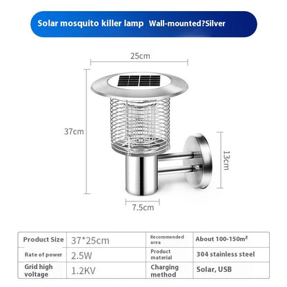 Outdoor Waterproof Solar Mosquito Lamp Outdoor dealsniper-net Silver Wall Hanging Style