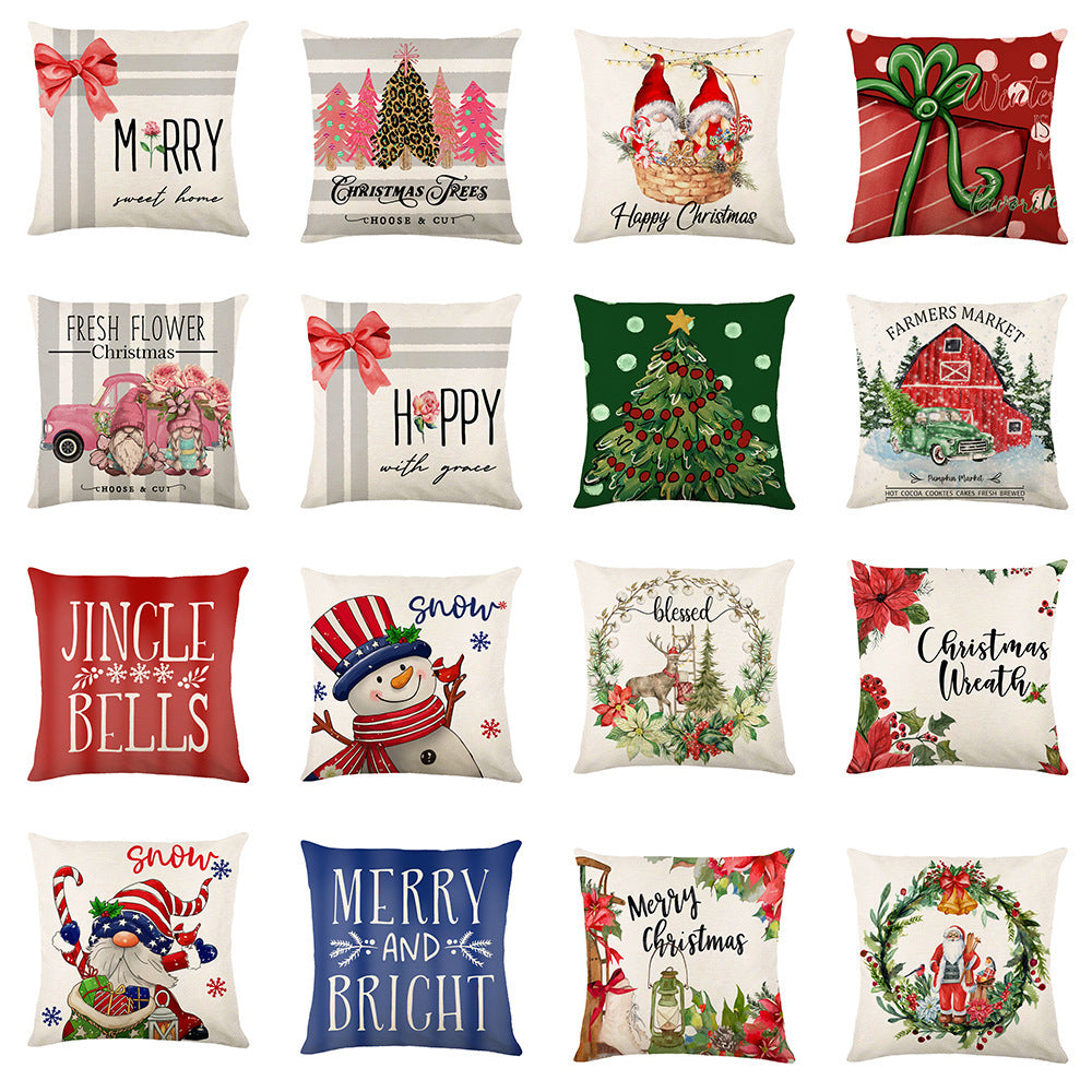 Christmas Decorations Pillow Covers Sofa Square Throw Pillow Holidays DealSniper.net