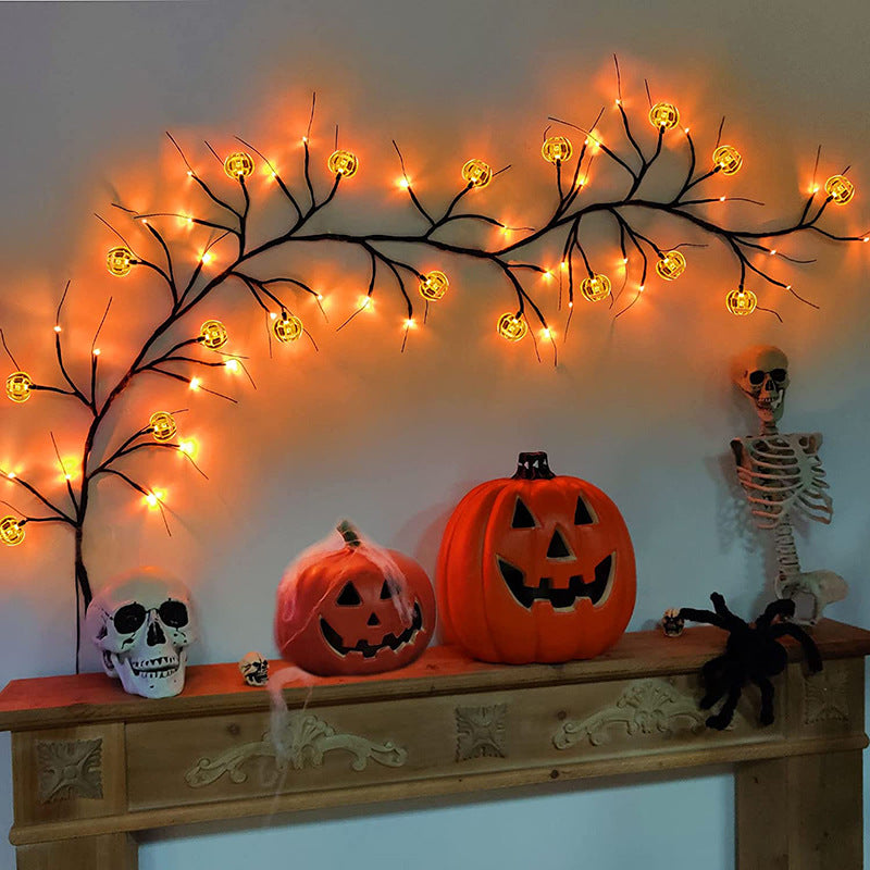 Halloween LED Willow Vine String Light Cool Cartoon Home Decor Gym From House 18Pumpkin Rattan Lanterns