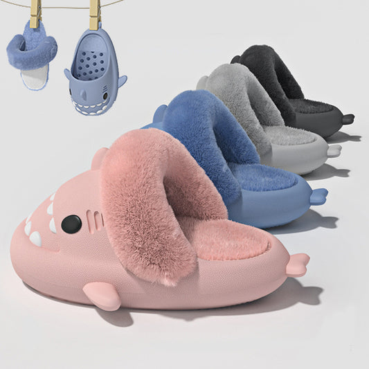 Winter Shark Slippers Detachable Warm Fuzzy Slippers Bedroom House Shoes Women Women dealsniper-net