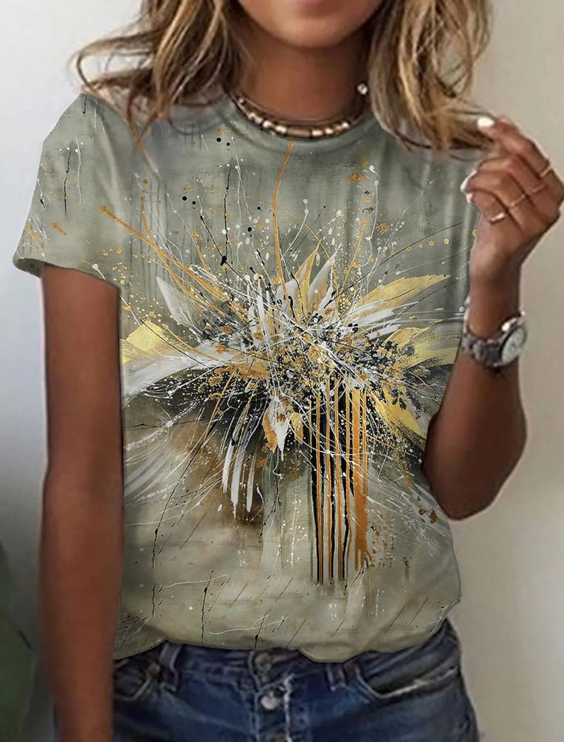 Women's European And American New Abstract Retro Print Short Sleeves Women dealsniper-net