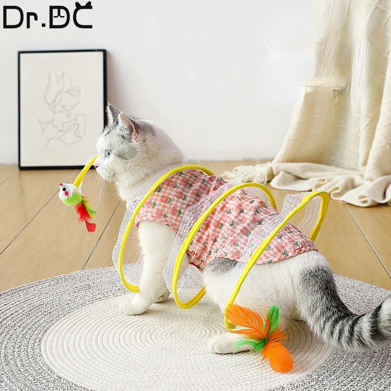 Folded Cat Tunnel S Type Cats Tunnel Spring Toy Mouse Tunnel Pets DealSniper.net