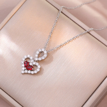 Exquisite Luxury Rhinestone Crystal Heart Pendants Necklaces Jewelry dealsniper-net X3397 Red Love Heart