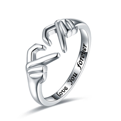 Romantic Heart Hand Hug Fashion Ring For Women Couple Jewelry Gifts