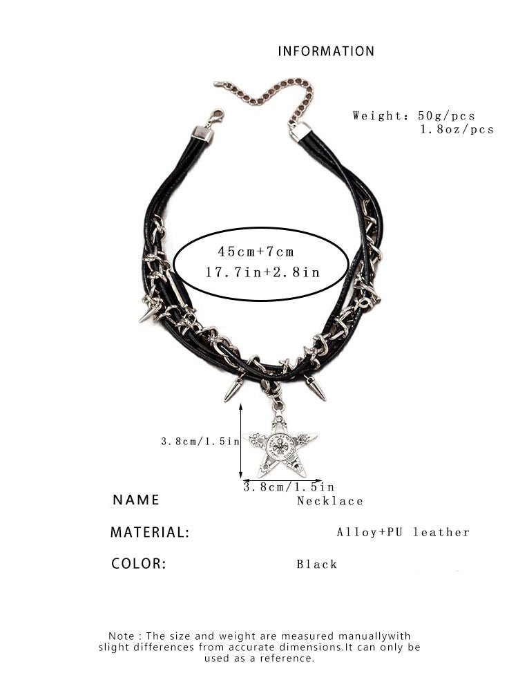 Y2k Rivets Skull Stars Pendants Necklaces Hot Girls Gothic Punk Jewelry Gym From House