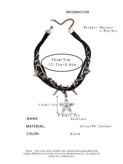 Y2k Rivets Skull Stars Pendants Necklaces Hot Girls Gothic Punk Jewelry Gym From House