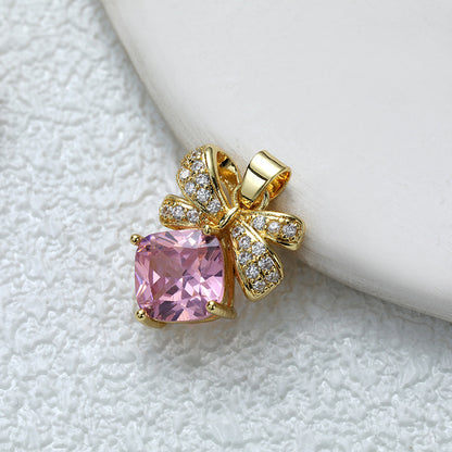 Fashionable Commuter Trendy Micro-Inlaid Zircon Ice-Type Necklace Jewelry Gym From House D073j bowtie