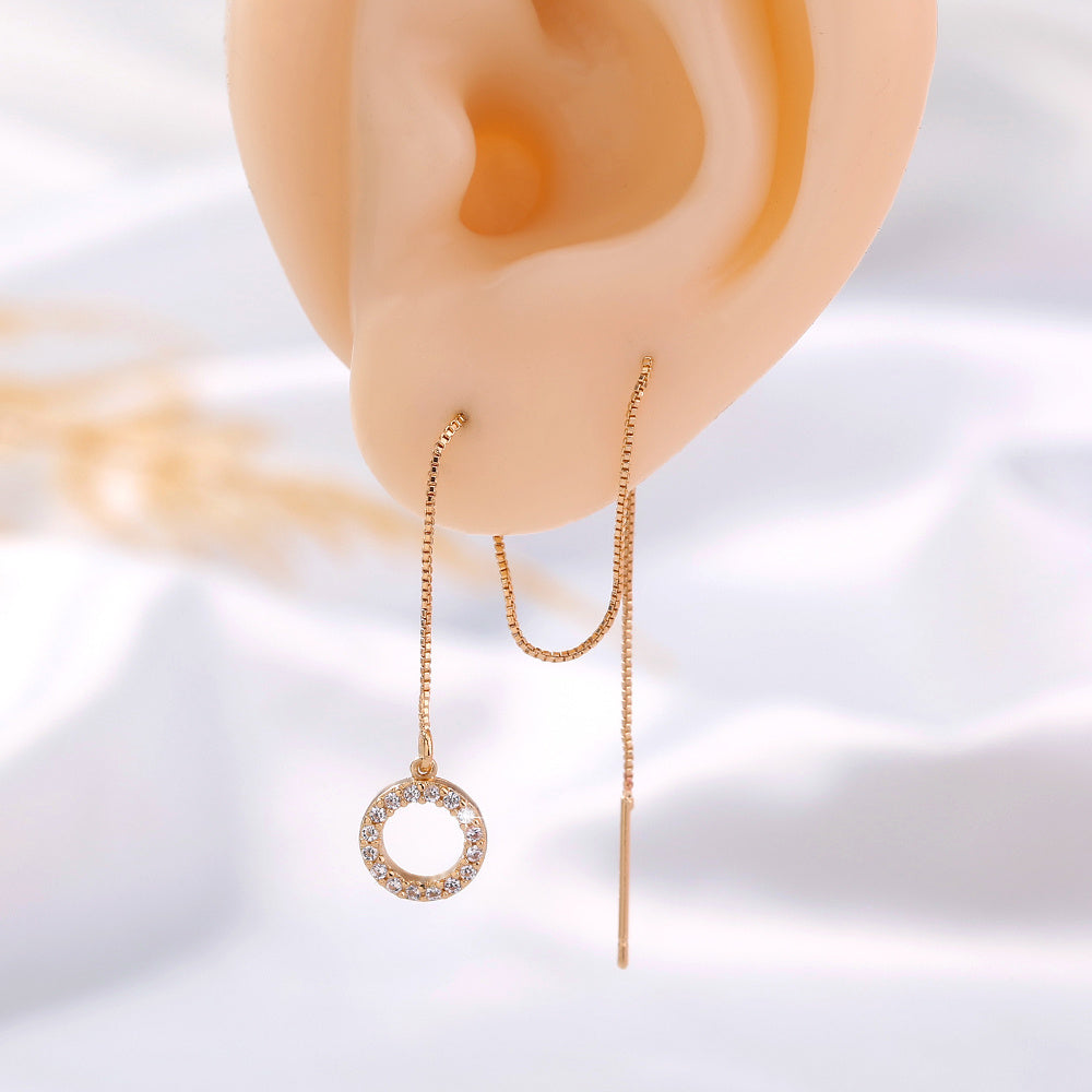 Gold Circle Long Tassel Ear Wire Jewelry dealsniper-net