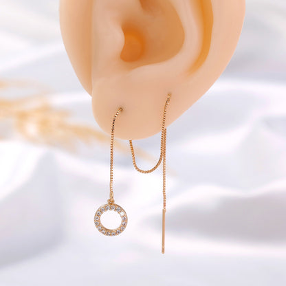 Gold Circle Long Tassel Ear Wire Jewelry dealsniper-net