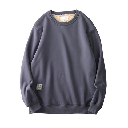 Winter Fleece Sweatshirt Warm Round Neck Pullover Top Men DealSniper.net Light gray 2XL