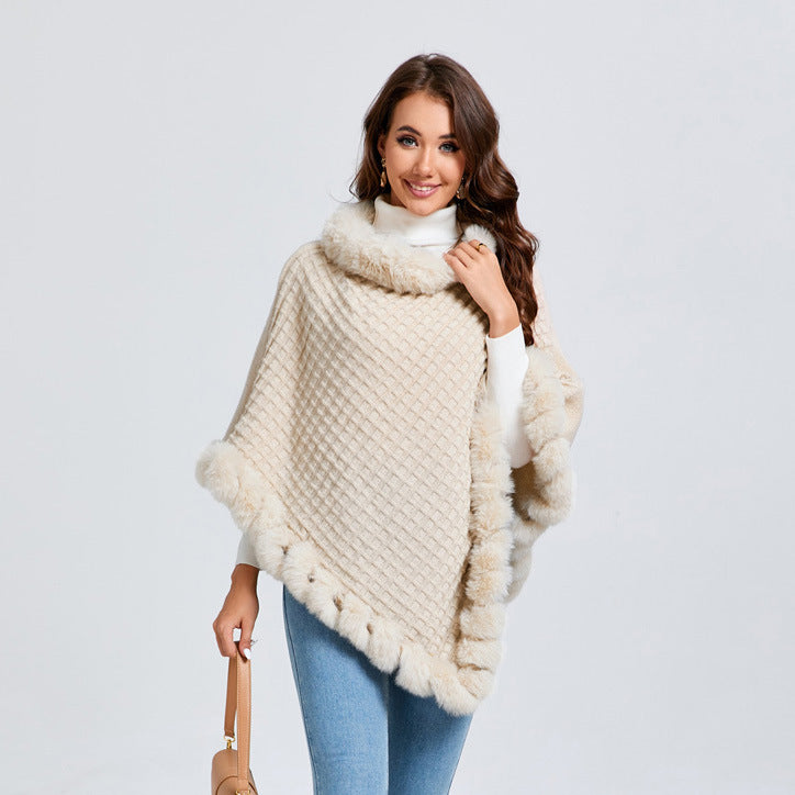 Rex Rabbit Fur Collar Shawl Cape Luxury Fur Cape Wraps Women dealsniper-net