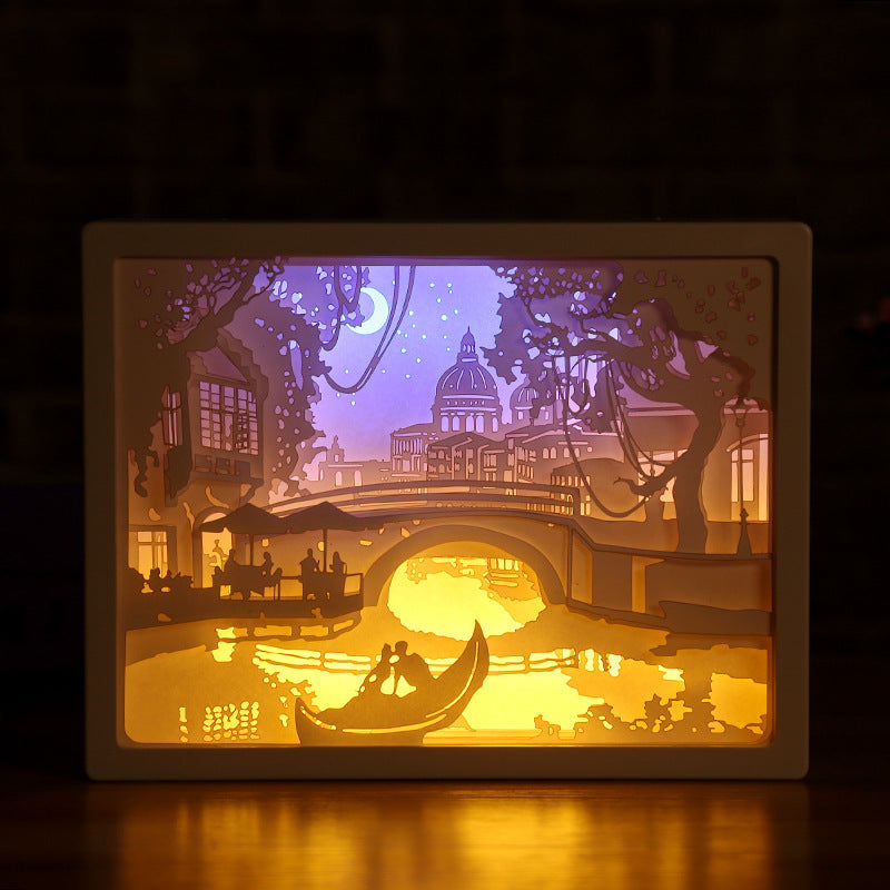 LED Paper Carving Lamp 3D Light Home Decor DealSniper.net E
