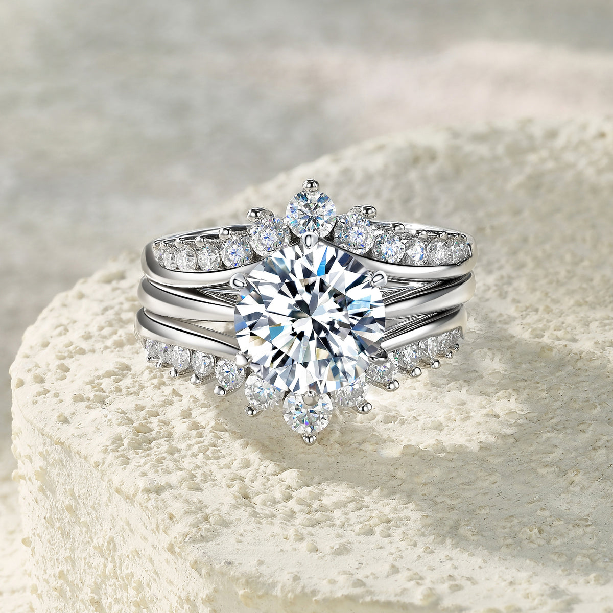 3-carat Luxury Fashion Minimalist Trend Jewelry Silver Ring Set Jewelry Gym From House